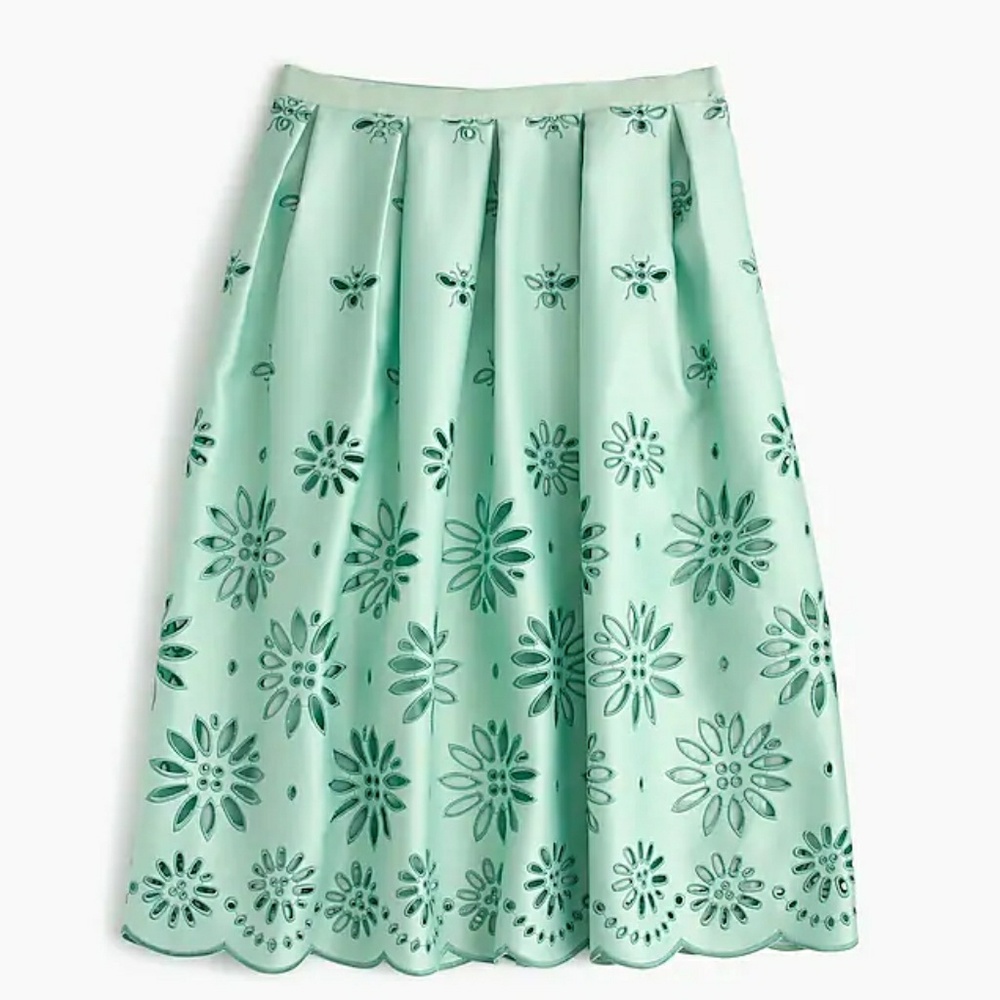 ISO J Crew Pleated Eyelet Skirt